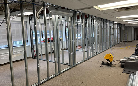 steel metal framing work done for commercial project by Pronto Drywall